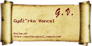Györke Vencel névjegykártya
